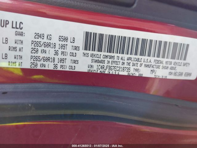1C4RJFBG7EC218735 Jeep Grand Cherokee Limited
