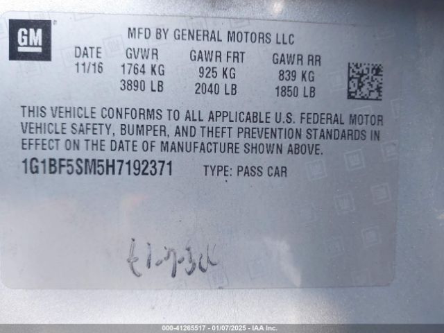 1G1BF5SM5H7192371 Chevrolet Cruze Premier Auto