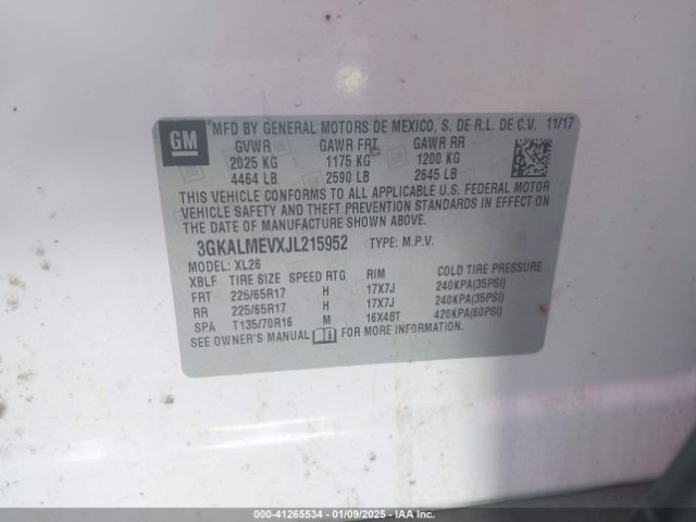 3GKALMEVXJL215952 GMC Terrain Sle