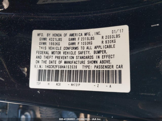 1HGCR2F58HA153539 Honda Accord Sport