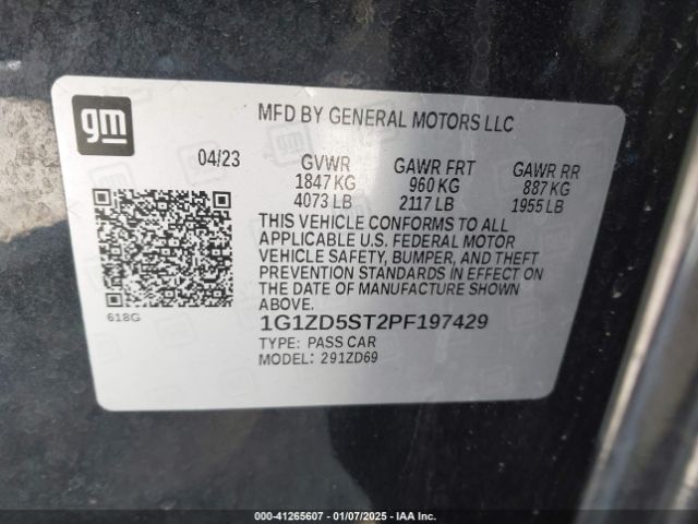 1G1ZD5ST2PF197429 Chevrolet Malibu Fwd 1lt