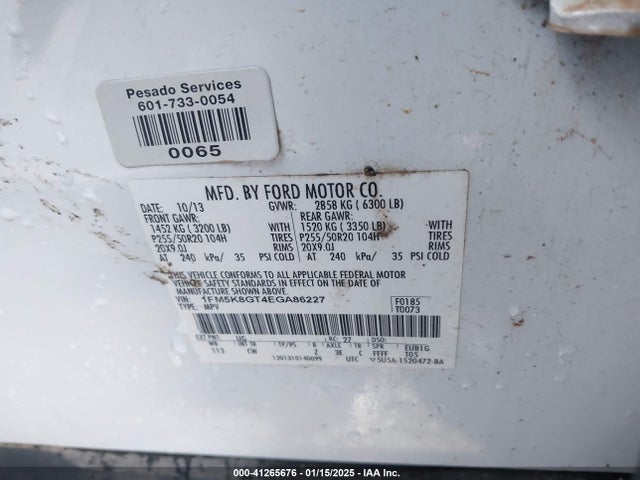 Ford EXPLORER SPORT 2014 1FM5K8GT4EGA86227 Image 9