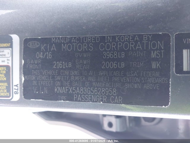 KIA FORTE EX 2016 KNAFX5A83G5628958 Image 9