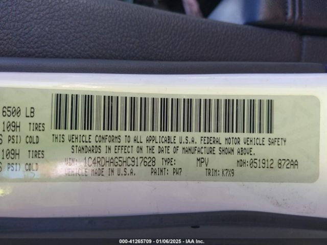 1C4RDHAG5HC917628 Dodge Durango Sxt Rwd