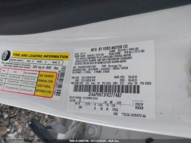 3FA6P0H73FR277487 Ford FUSION SE