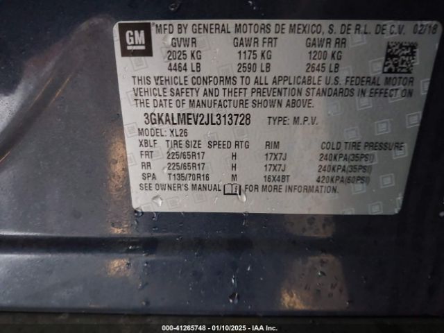 3GKALMEV2JL313728 GMC Terrain Sle
