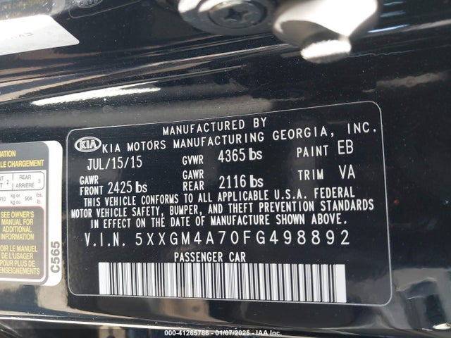KIA Optima Lx 2015 5XXGM4A70FG498892 Image 9
