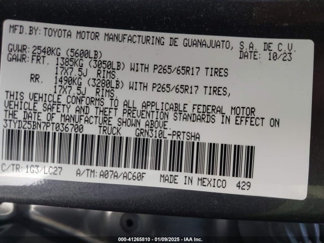 3TYDZ5BN7PT036700 Toyota Tacoma
