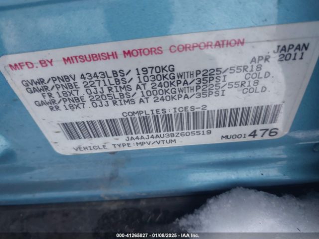 2011 MITSUBISHI RVR JA4AJ4AU3BZ605519 Photo 8