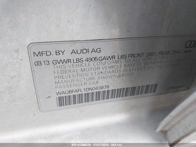 2013 AUDI A4 WAUBFAFL1DN043878 Photo 8