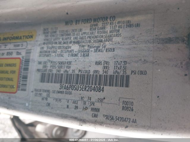 3FA6P0SU5ER204084 Ford 2014
