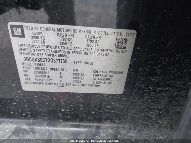 3GCUKSEC7GG377750 Chevrolet Silverado 1500 2lz