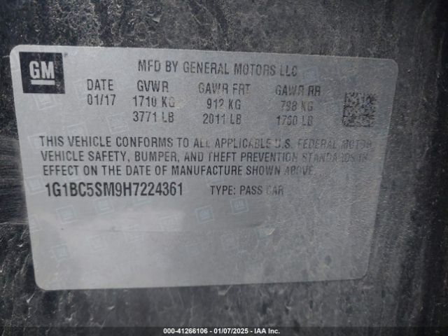 1G1BC5SM9H7224361 Chevrolet Cruze Ls Auto