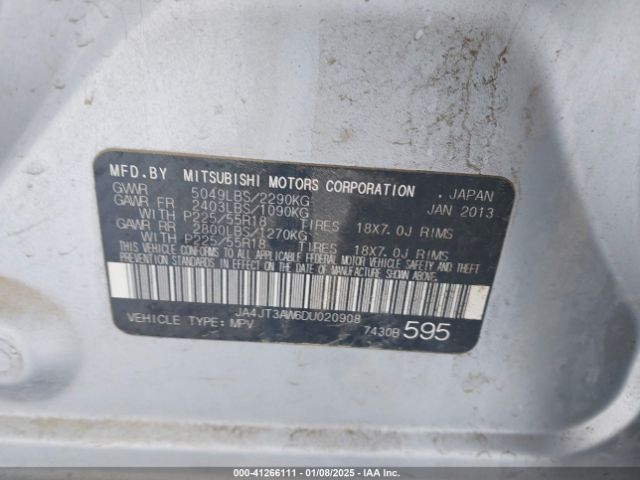 2013 MITSUBISHI OUTLANDER JA4JT3AW6DU020908 Photo 8