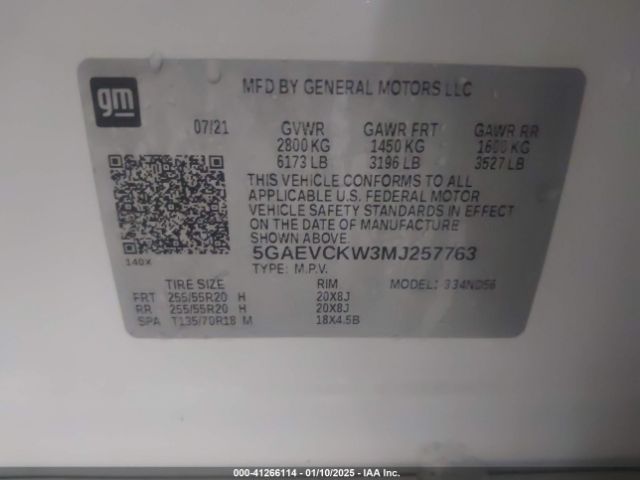 5GAEVCKW3MJ257763 Buick Enclave Awd Avenir