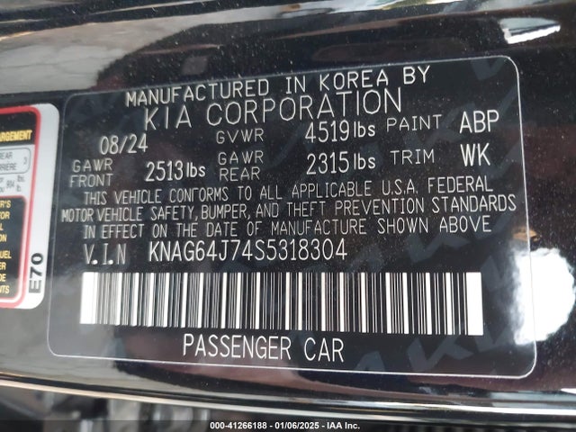 KNAG64J74S5318304 KIA K5 Gt-line