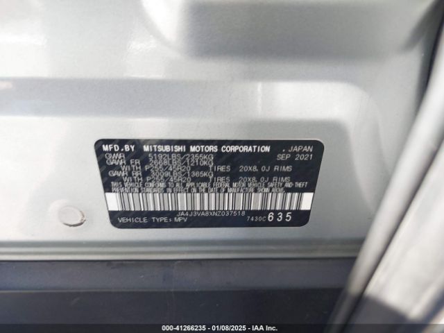 2022 MITSUBISHI OUTLANDER JA4J3VA8XNZ037518 Photo 8