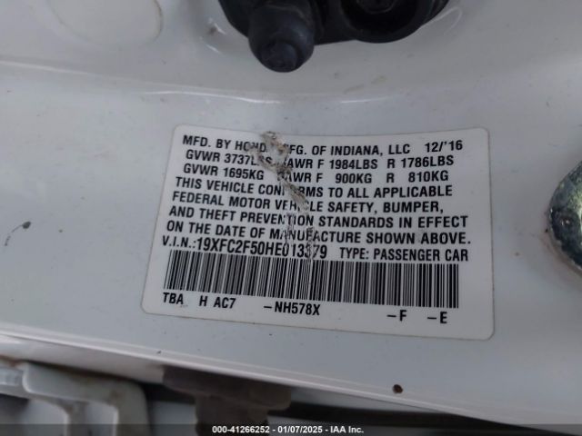 19XFC2F50HE013379 Honda Civic Lx