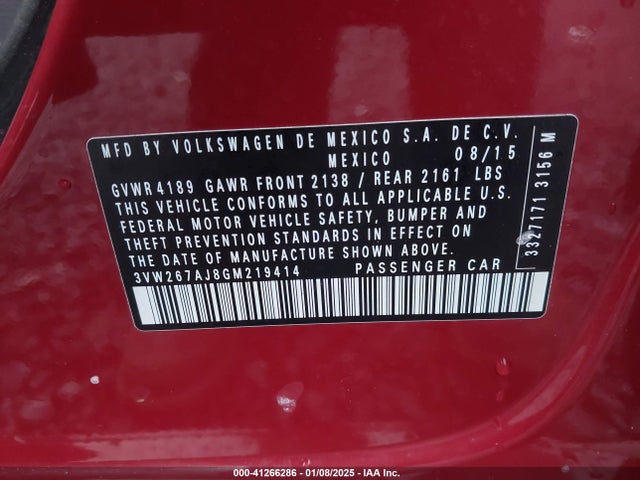 3VW267AJ8GM219414 Volkswagen Jetta 1.4t S