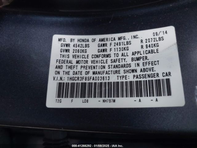 1HGCR3F85FA003613 Honda Accord Ex-l V-6