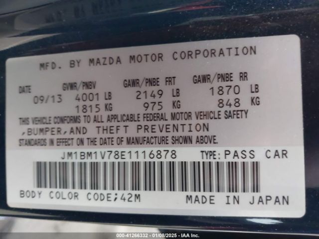 JM1BM1V78E1116878 Mazda Mazda3 I Touring