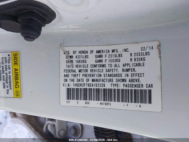 Honda ACCORD EX 2014 1HGCR2F76EA162026 Image 9