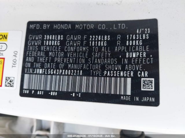 JHMFL5G43PX002218 Honda Civic Type R Touring