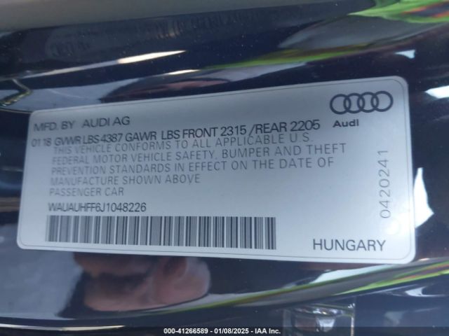 WAUAUHFF6J1048226 Audi A3 2.0t Premium/2.0t Tech Premium