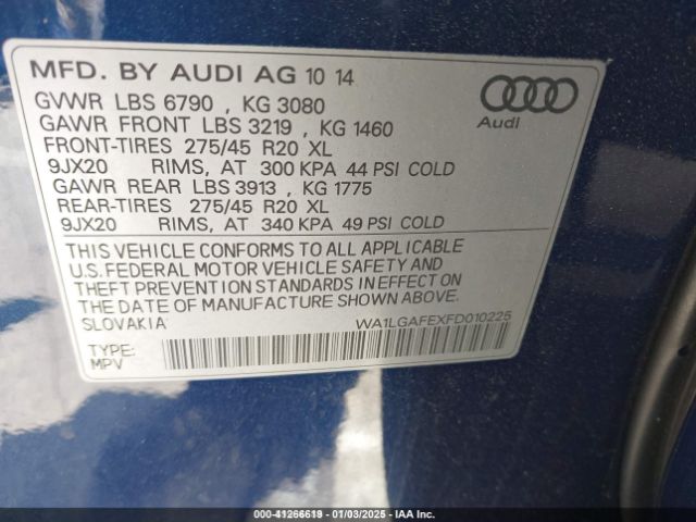 WA1LGAFEXFD010225 Audi Q7 3.0t Premium