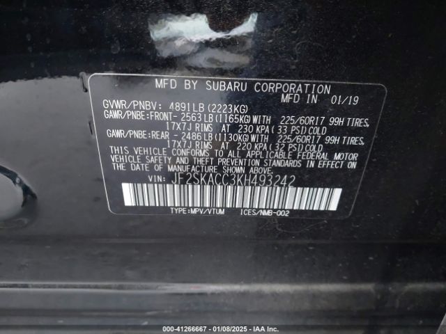 JF2SKACC3KH493242 Subaru Forester