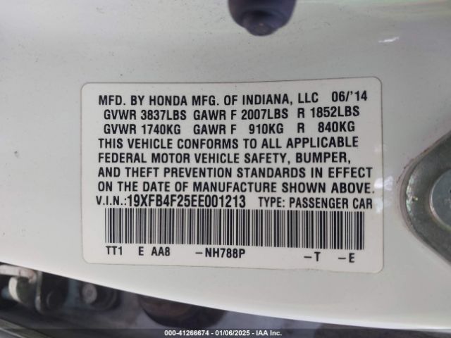 19XFB4F25EE001213 Honda CIVIC HYBRID