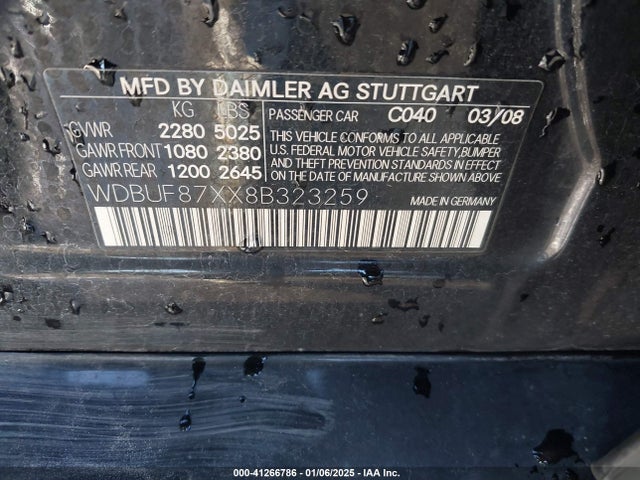 Продажа на аукционе авто 2008 Mercedes-benz E 350 4matic, vin: WDBUF87XX8B323259, номер лота: 41266786