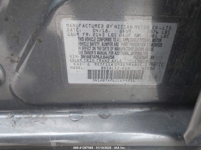 Nissan SENTRA SV 2018 3N1AB7AP6JL644256 Image 9