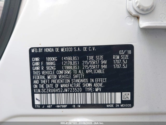 Honda HR-V EX 2018 3CZRU6H52JM723520 Image 9