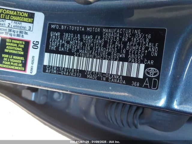 2T1BURHE3HC757073 Toyota COROLLA LE