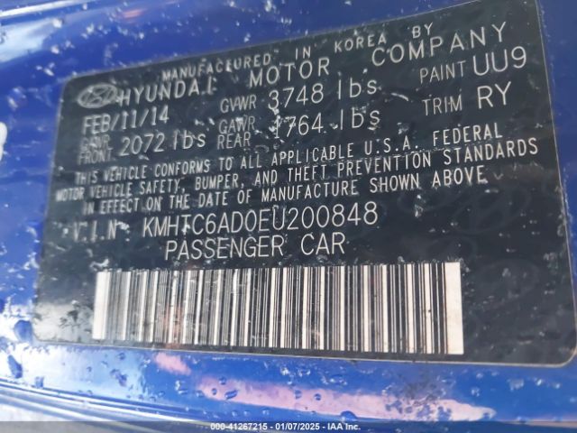 KMHTC6AD0EU200848 Hyundai Veloster Base W/black