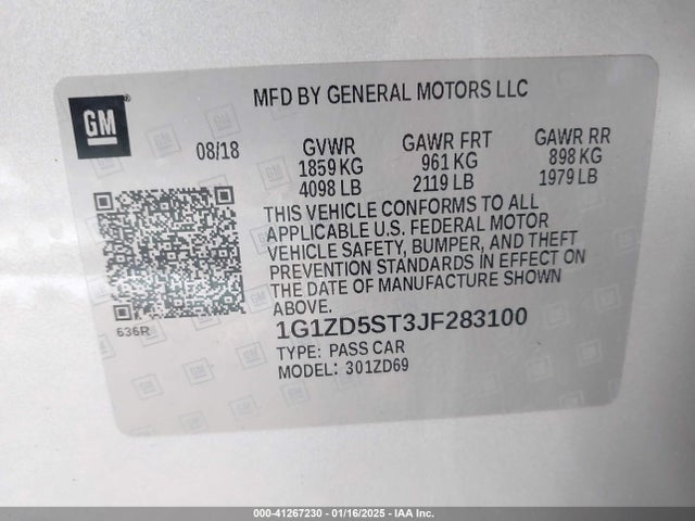 Chevrolet MALIBU LT 2018 1G1ZD5ST3JF283100 Image 9