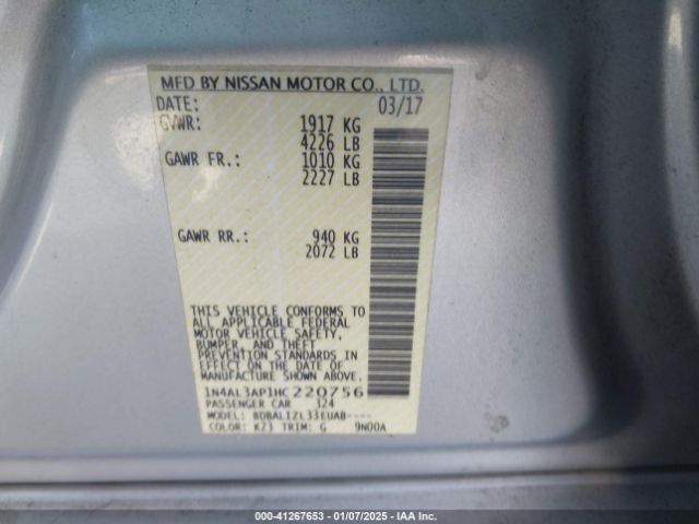 1N4AL3AP1HC220756 Nissan Altima 2.5 Sv