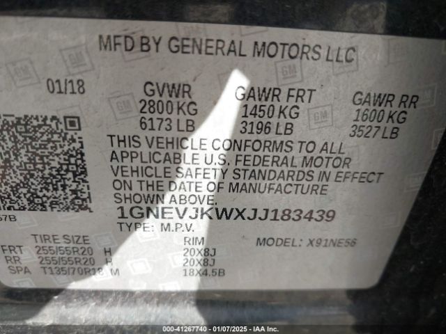 1GNEVJKWXJJ183439 Chevrolet Traverse Premier