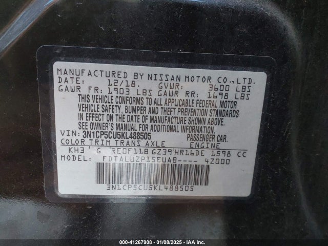 Nissan KICKS SR 2019 3N1CP5CU5KL488505 Image 9