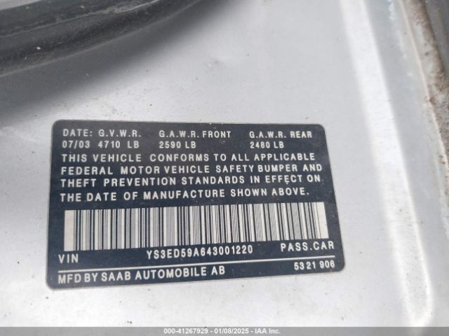 2004 SAAB 9-5 YS3ED59A643001220 Photo 8