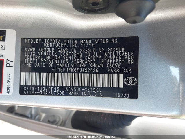 Toyota CAMRY SE 2015 4T1BF1FK6FU492696 Image 9