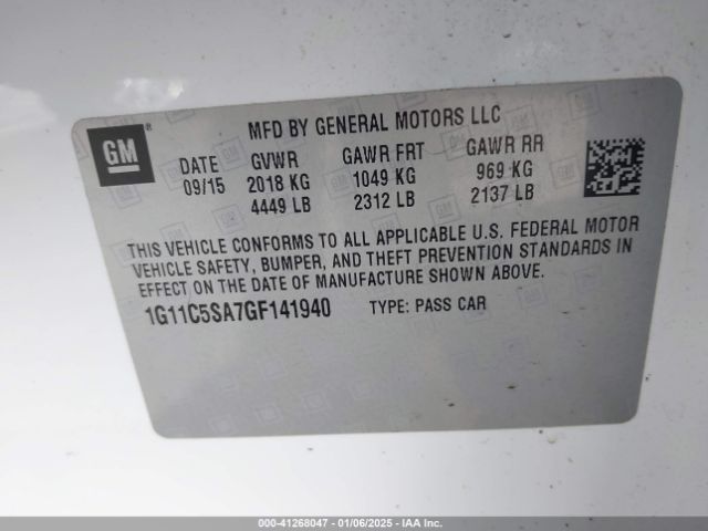 1G11C5SA7GF141940 Chevrolet Malibu Limited Lt