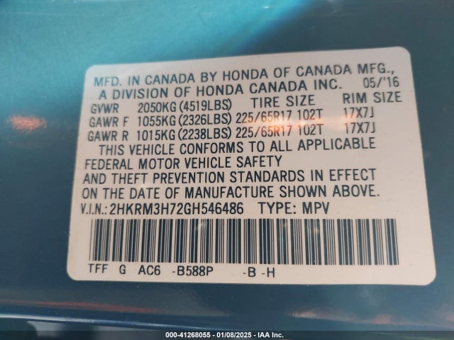 Honda Cr-v Ex-l 2016 2HKRM3H72GH546486 Image 9