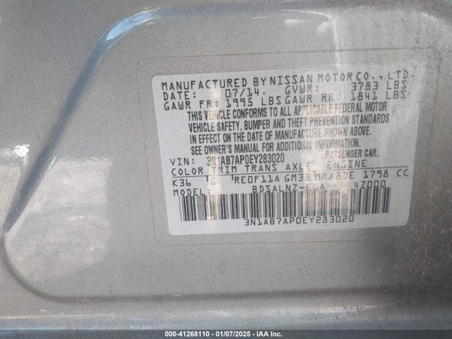 Nissan Sentra Fe+ Sv 2014 3N1AB7AP0EY283020 Image 9