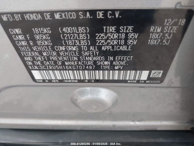 3CZRU5H16KG707487 Honda HR-V SPORT