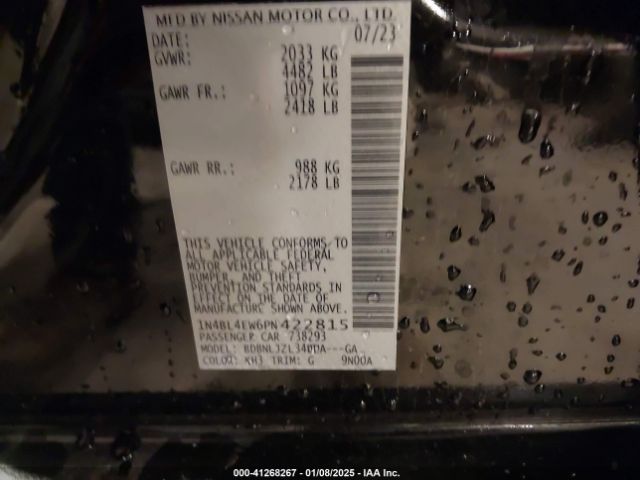 1N4BL4EW6PN422815 Nissan Altima Sl Intelligent Awd
