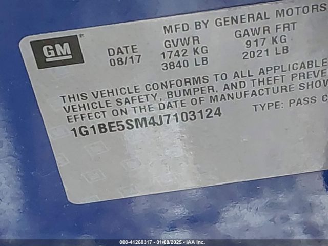 1G1BE5SM4J7103124 Chevrolet Cruze Lt Auto