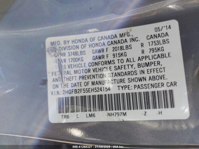 Honda Civic Lx 2014 2HGFB2F55EH524154 Image 9