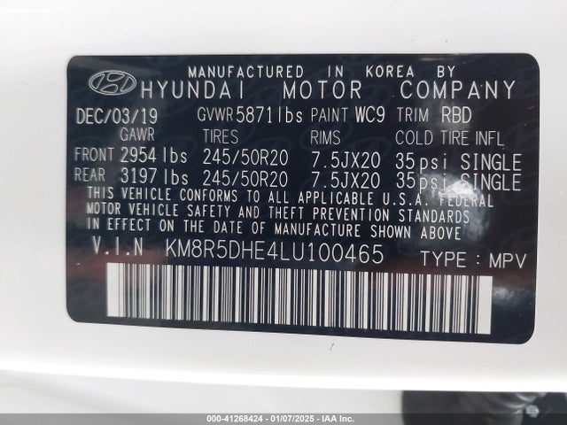 Hyundai Palisade Limited 2020 KM8R5DHE4LU100465 Image 9